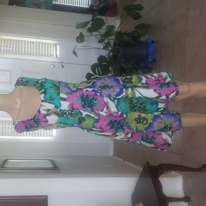 Calvin Klein 4 floral summer  sundress flowy flare skirt
